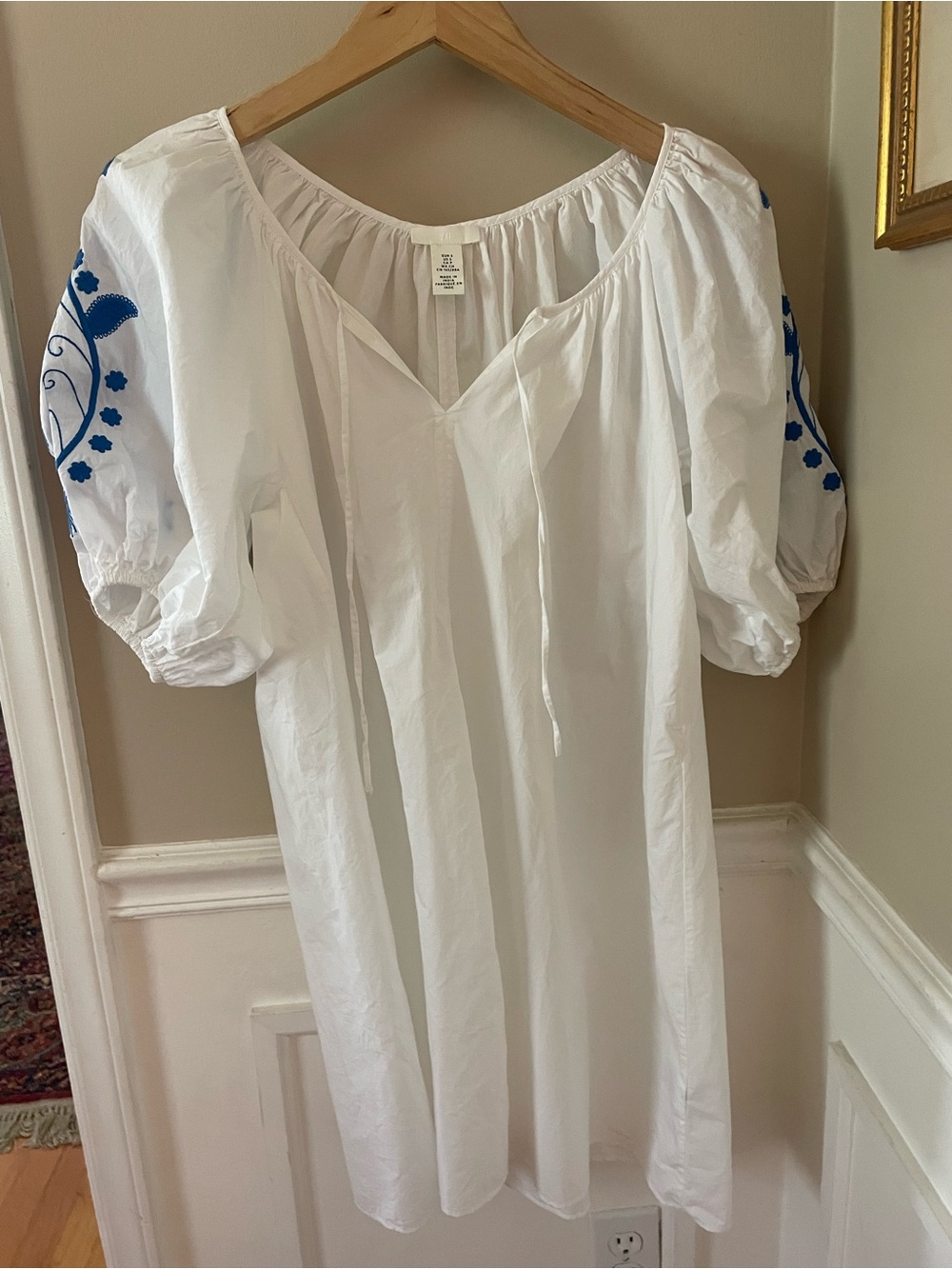 H&M white puff sleeve short dress small